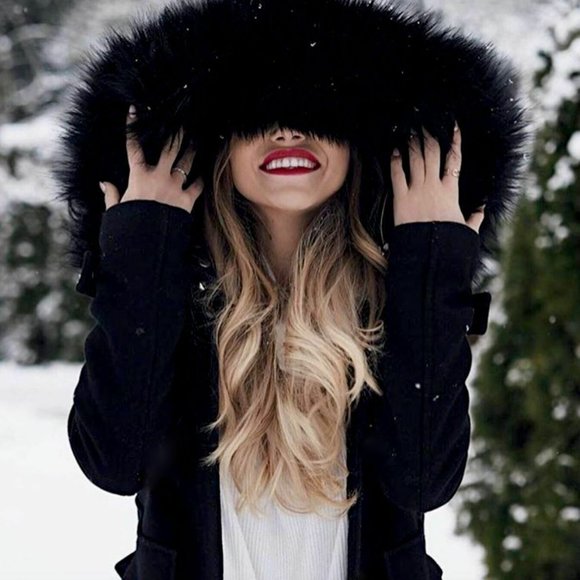 ❤️ LAST ♥️ NWT ZARA BLACK WOOL OVERCOAT WITH FAUX FUR HOOD - Picture 2 of 14